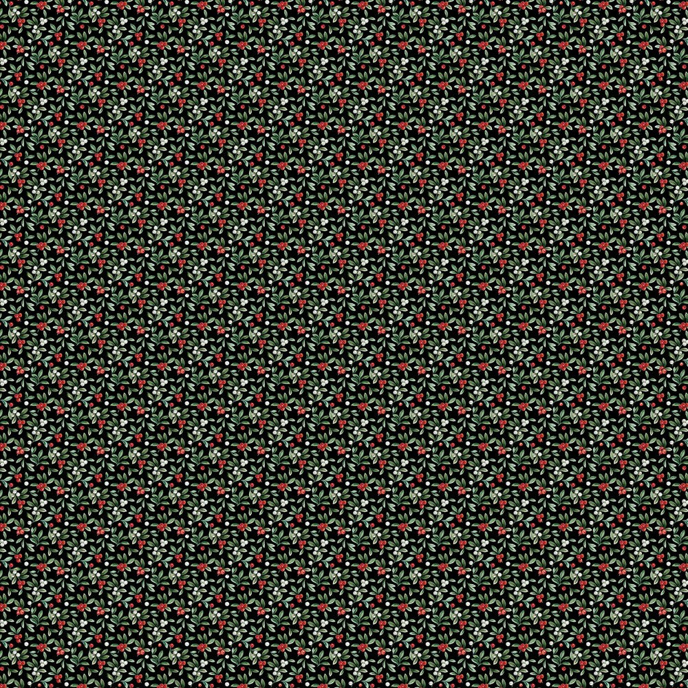 Mistletoe - BLACK MULTI || HOME FOR CHRISTMAS || Northcott Studio