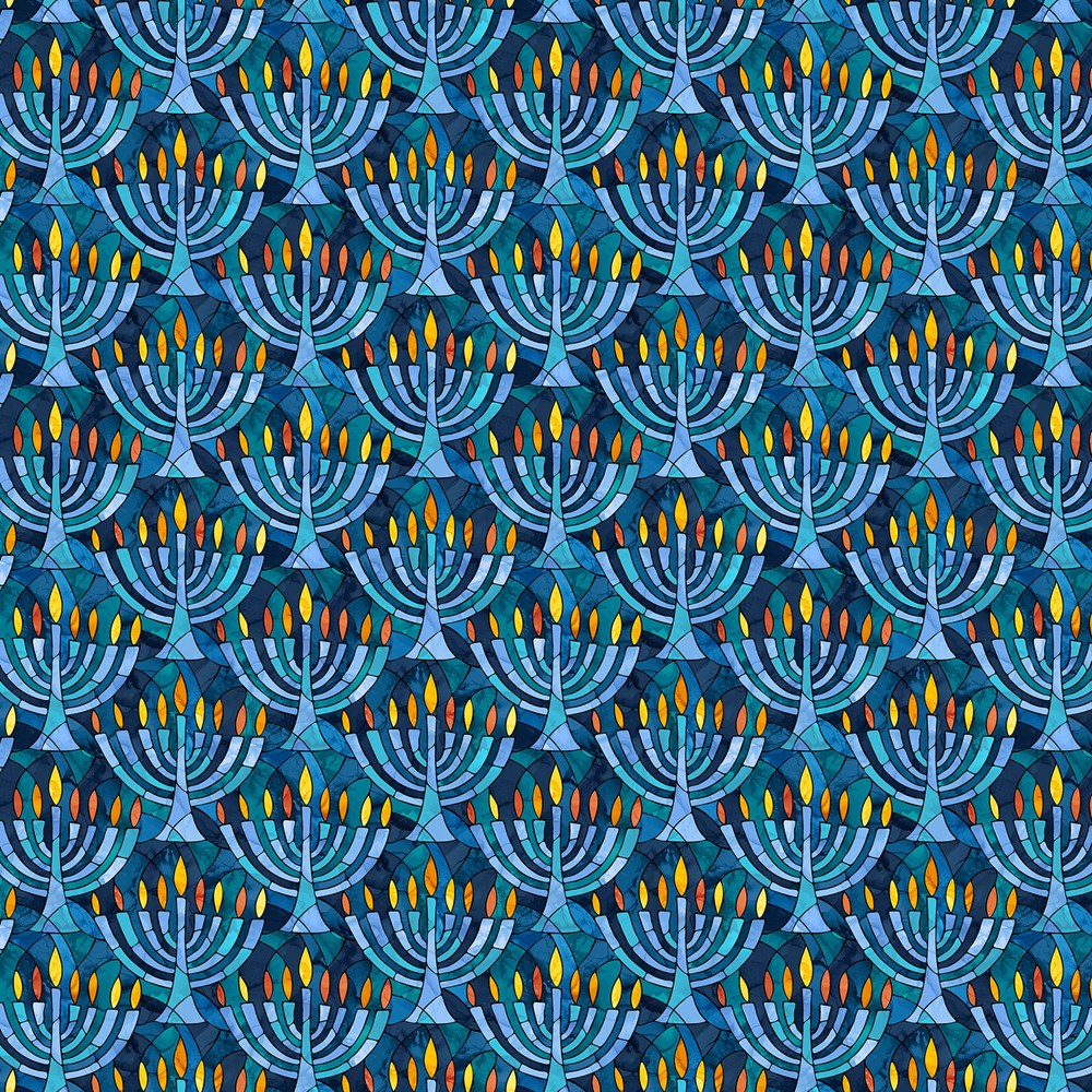 Menorahs - BLUE MULTI || HANUKKAH LIGHTS || Northcott Studio