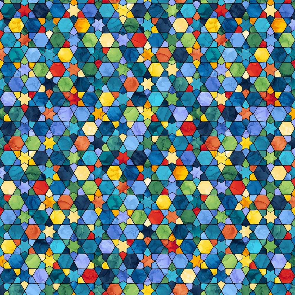 MultiStainedGlas - BLUE MULTI || HANUKKAH LIGHTS || Northcott Studio