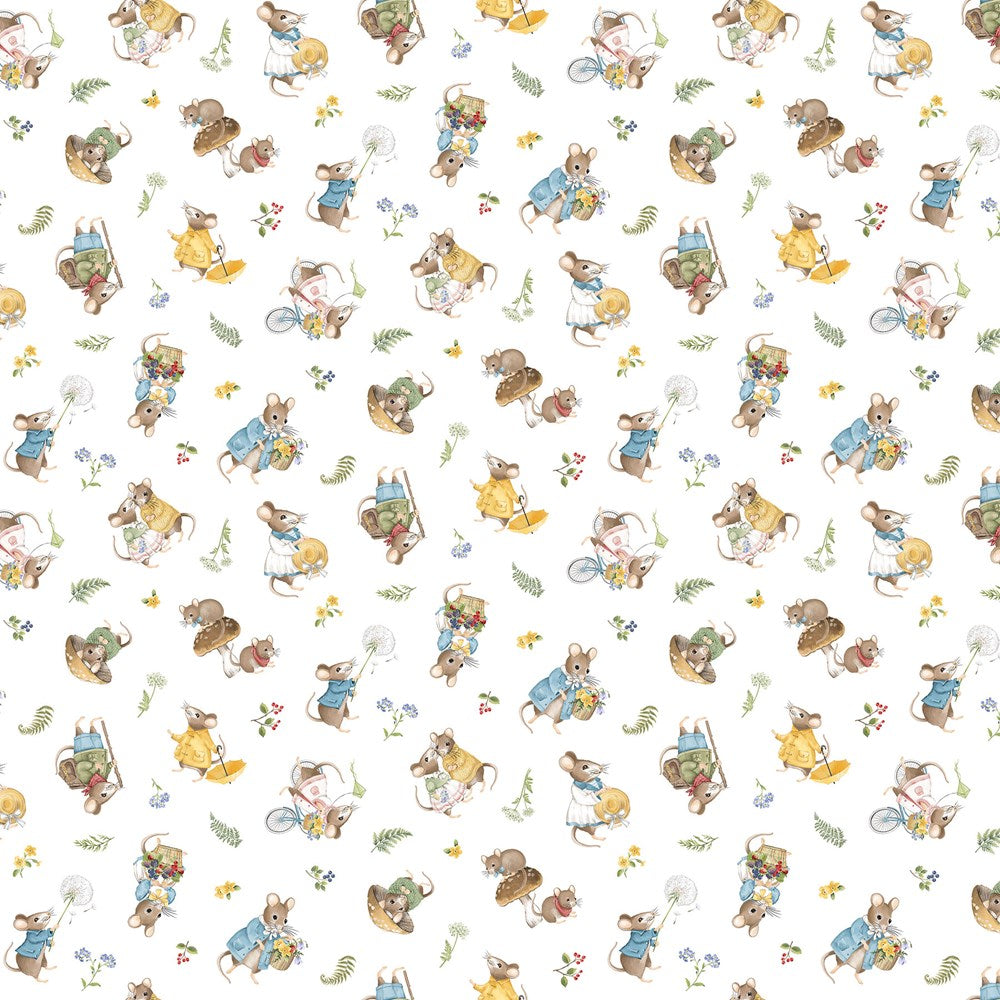 Toss Mice - WHITE MULTI || COUNTRY MOUSE || Northcott Studio