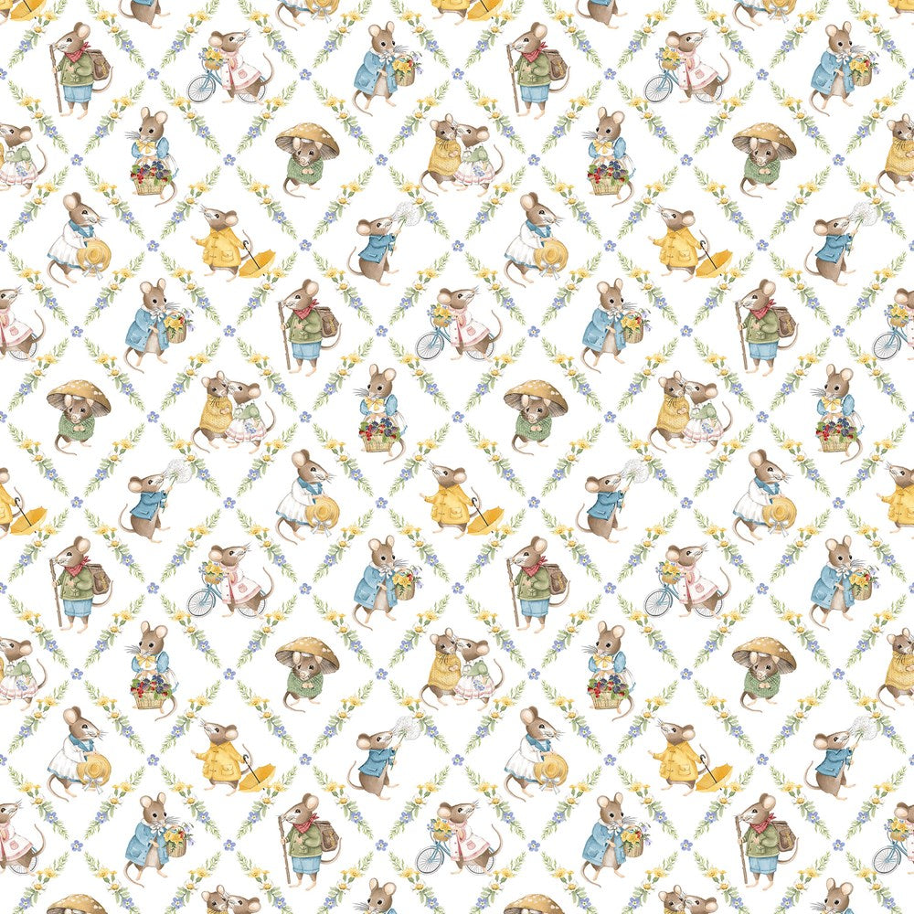 Diamond Grid - WHITE MULTI || COUNTRY MOUSE || Northcott Studio