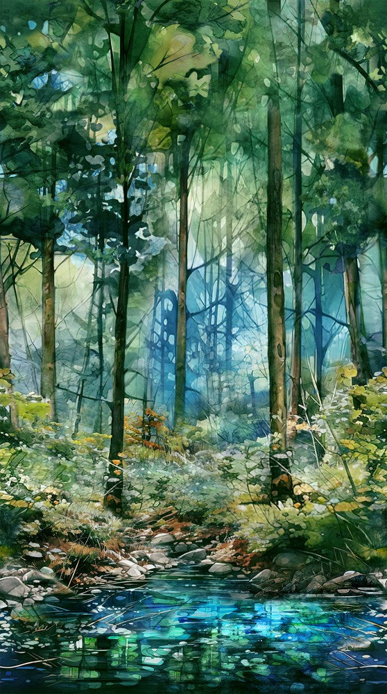 FullWidthBorder - GREEN MULTI || SERENITY SPRINGS || Northcott Studio