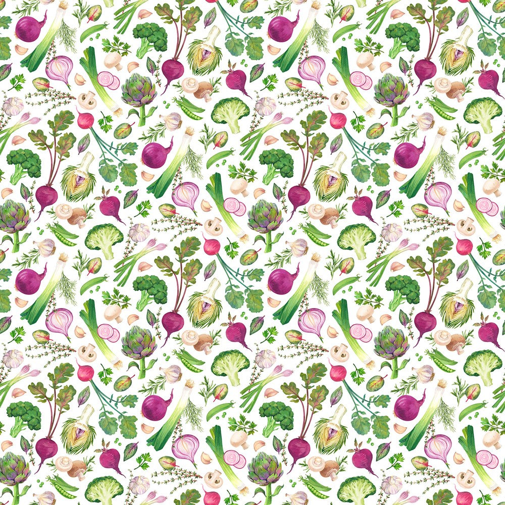 Packed Veggies - WHITE MULTI || MARKET GARDEN || Northcott Studio