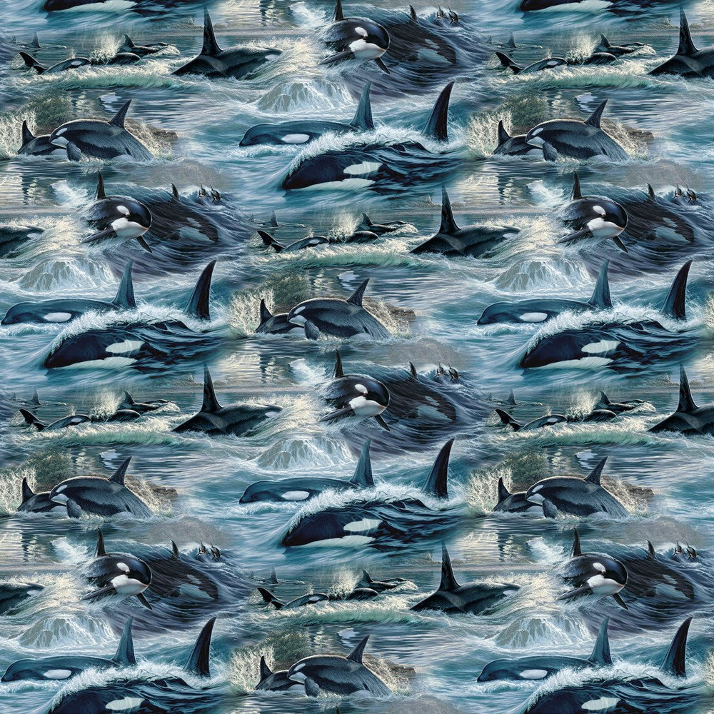 Orcas - BLUE MULTI || NATURESCAPES VOYAGE || Northcott Studio