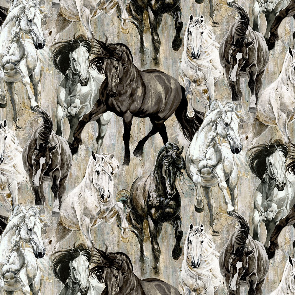 Horses - LT BROWN MULTI || SHADOW & LIGHT || Northcott Studio