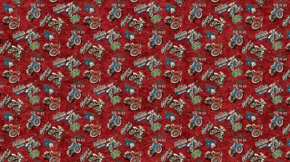 MOTORCYCLE TOSS - RED MULTI || HISTORIC ROUTE 66 || Northcott Studio