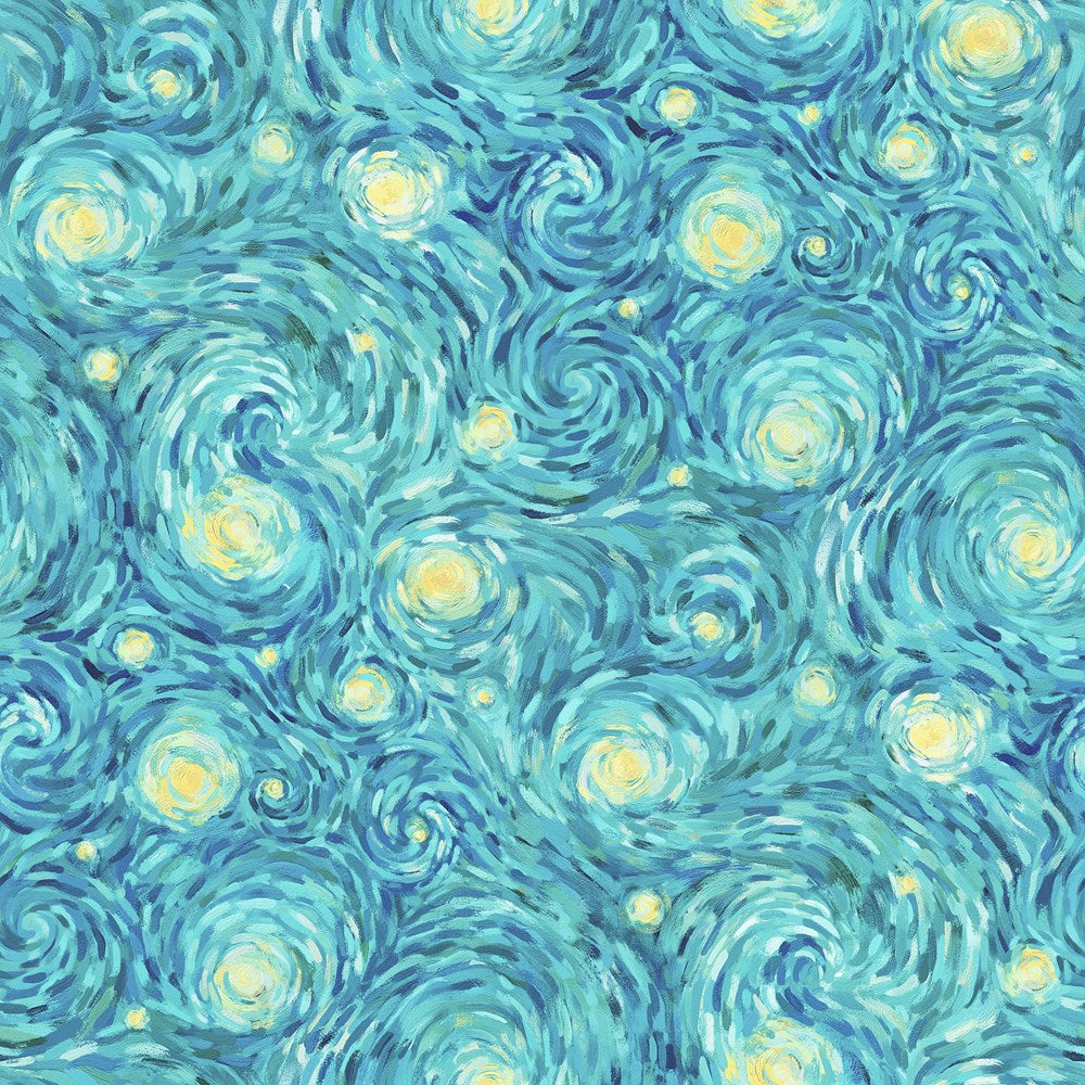 NIGHT SKY - TEAL MULTI || STARRY NIGHT || Northcott Studio