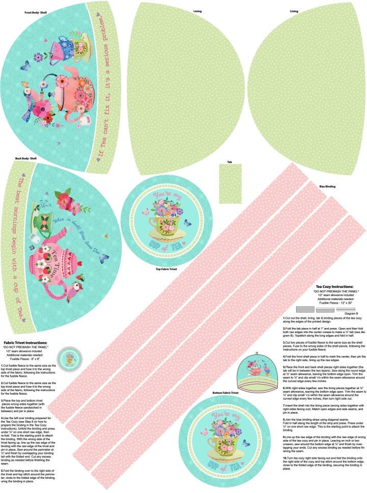 TEA COZY PROJ - WHITE MULTI || MY CUP OF TEA || Northcott Studio