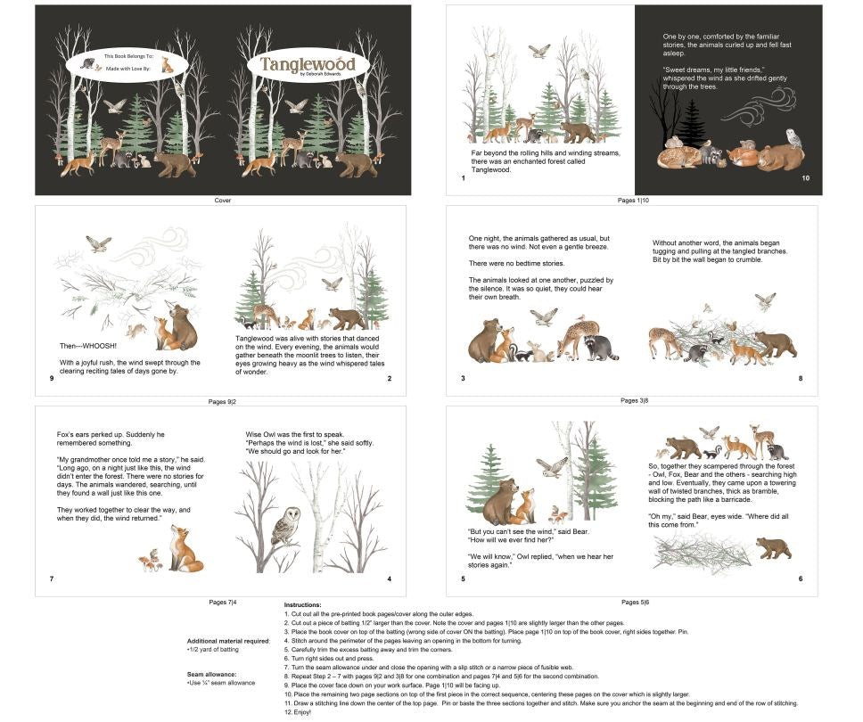 BOOK PANEL - WHITE MULTI || TANGLEWOOD || Northcott Studio