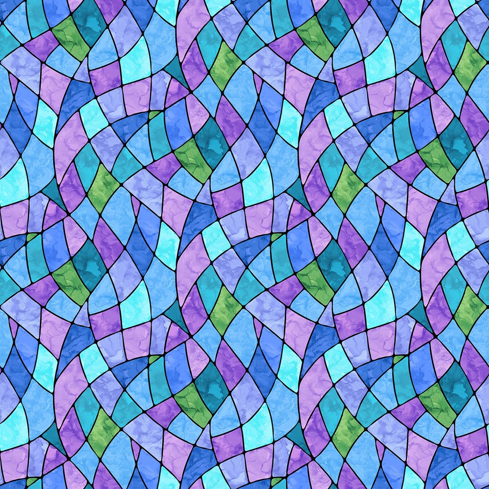 Stained Glass - BLUE MULTI || BLESSINGS || Northcott Studio