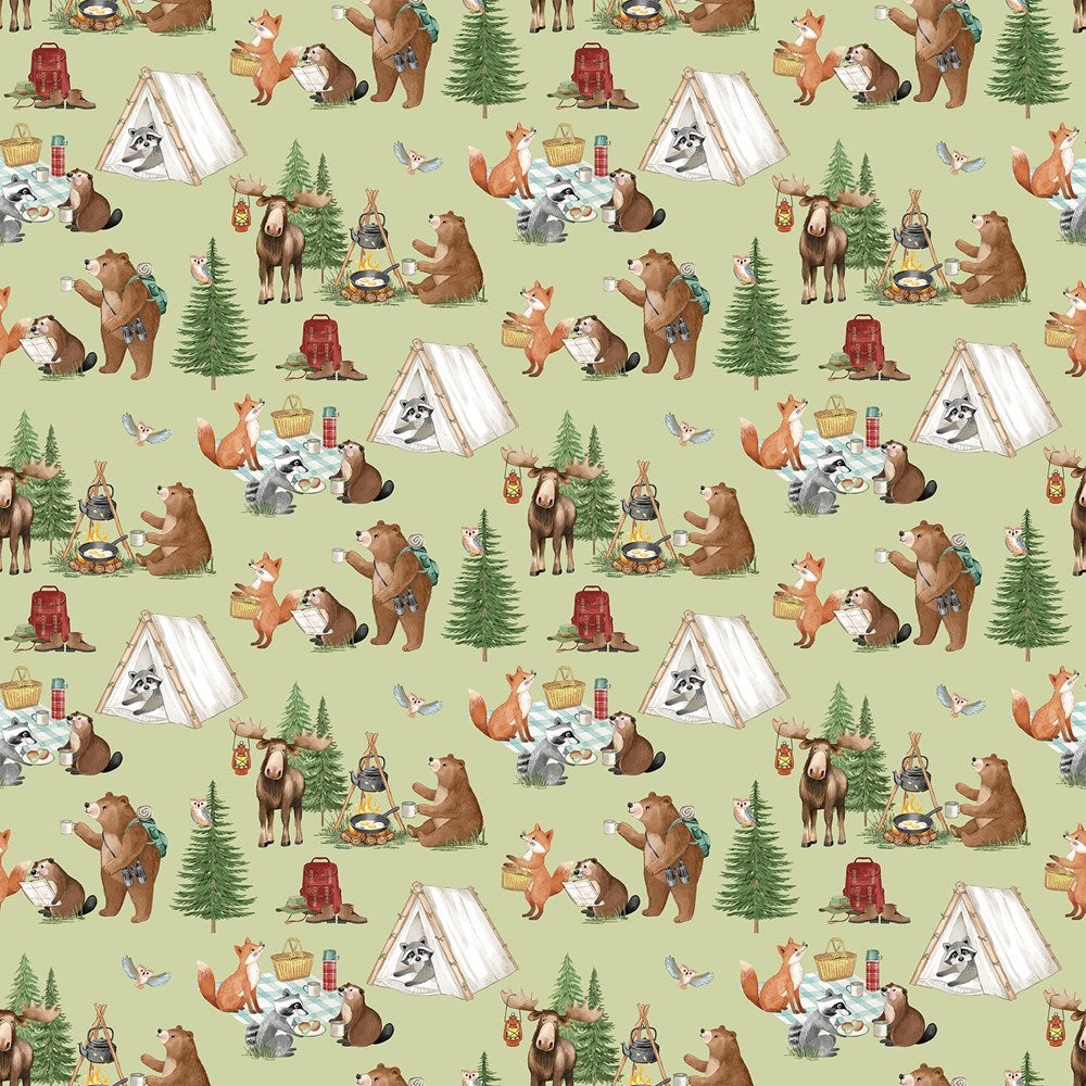 Day Scene - GREEN MULTI || HAPPY CAMPER || Northcott Studio