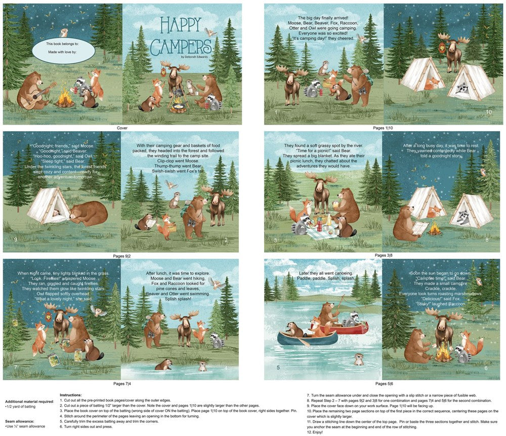 Book Panel - TEAL MULTI || HAPPY CAMPER || Northcott Studio