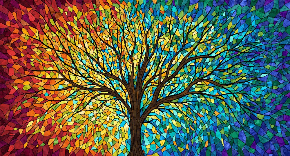Panel - BLACK MULTI || TREE OF LIFE || Northcott Studio