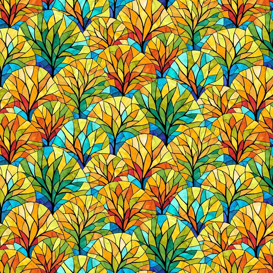 Scallop - YELLOW MULTI || TREE OF LIFE || Northcott Studio