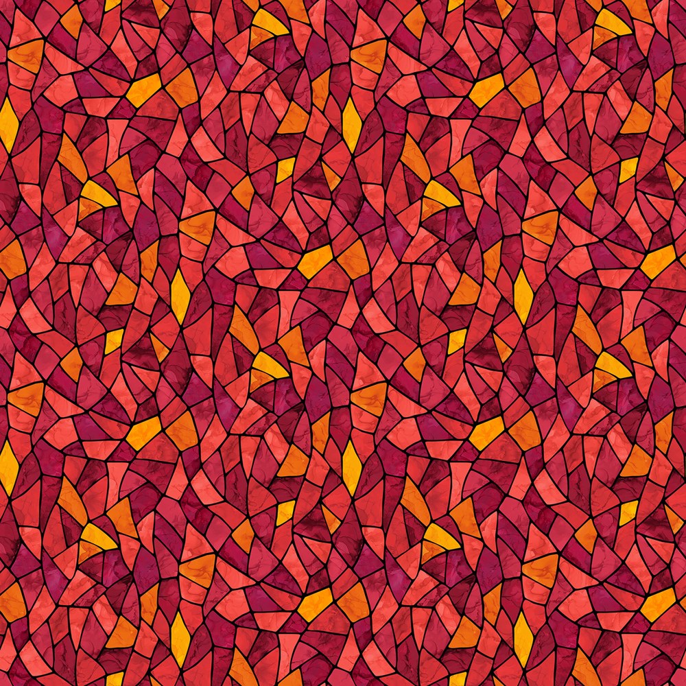 Stained Glass - RED MULTI || TREE OF LIFE || Northcott Studio