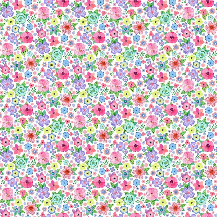 Lg Floral - WHITE MULTI || FAMILY ROOTS || Northcott Studio