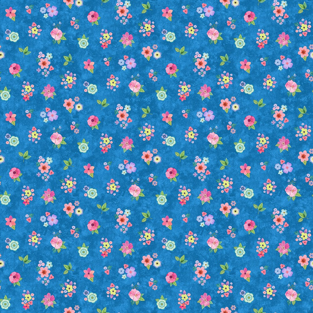 Md Floral - BLUE MULTI || FAMILY ROOTS || Northcott Studio