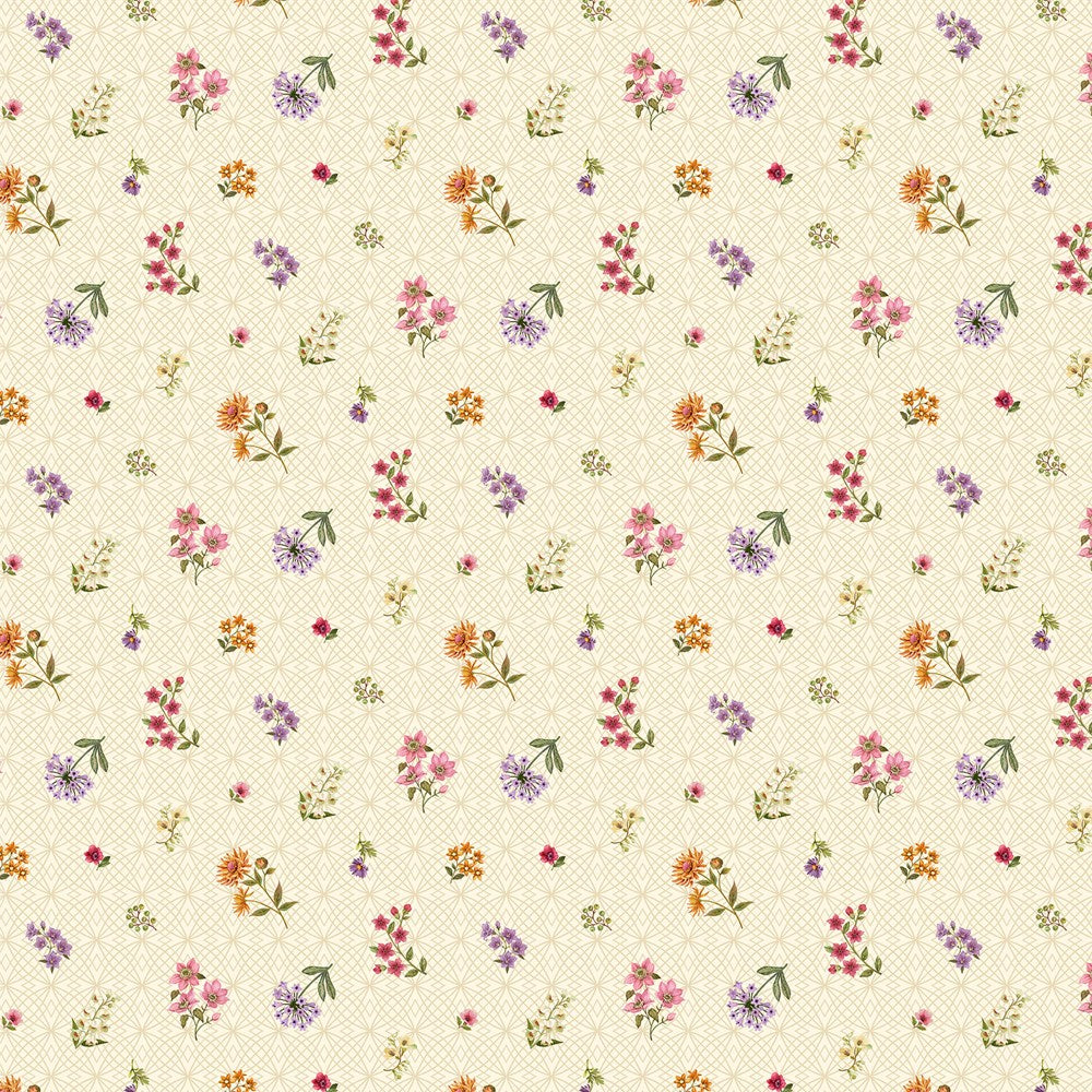 Sm Tossed Floral - BEIGE MULTI || BOTANICA || Northcott Studio