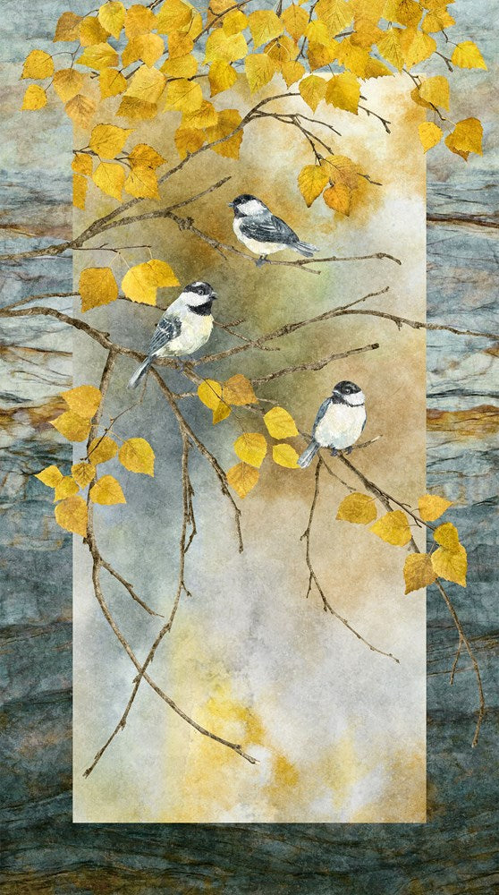 Chickadee Panel - DK BLUE MULTI || STONEHENGE EVENING SONG || Northcott Studio