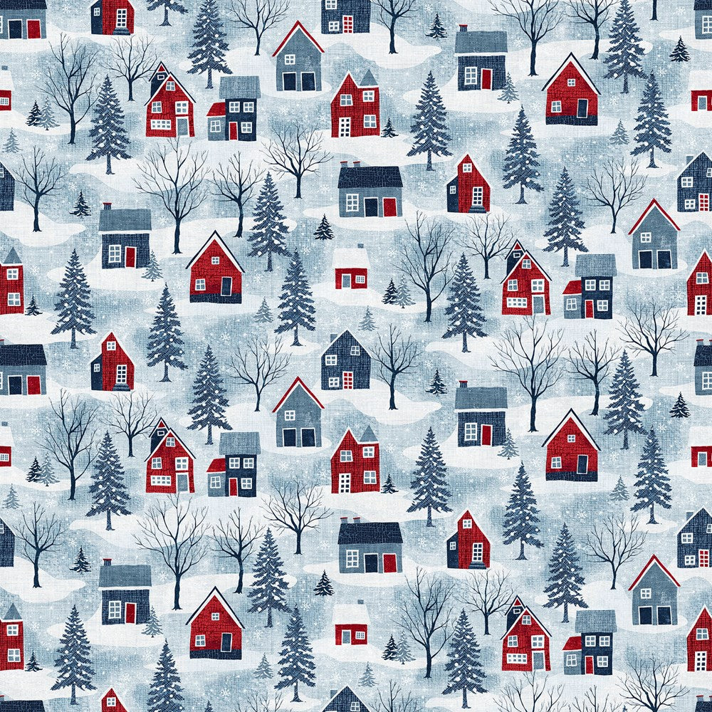 Large Houses - LT BLUE MULTI || VILLAGE FOLK || Northcott Studio