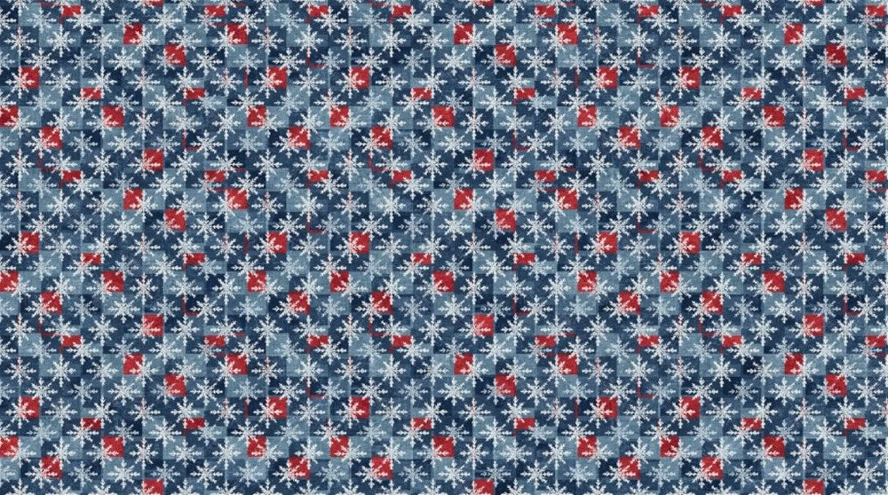 Snowflake Grid - LT BLUE MULTI || VILLAGE FOLK || Northcott Studio