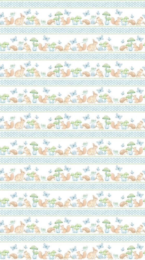 Border Stripe - BLUE MULTI || PEAS IN A POD || Northcott Studio