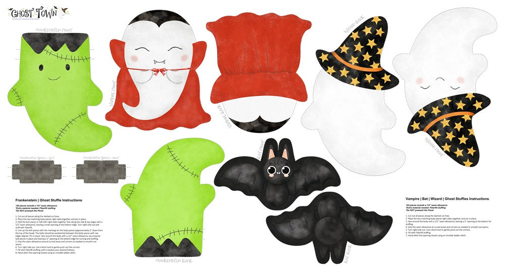 HalloweenStuffie - WHITE MULTI || GHOST TOWN || Northcott Studio
