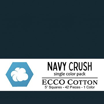 Navy Crush-Stamp / 5" Squares || Ecco Cotton || White Owl Textiles