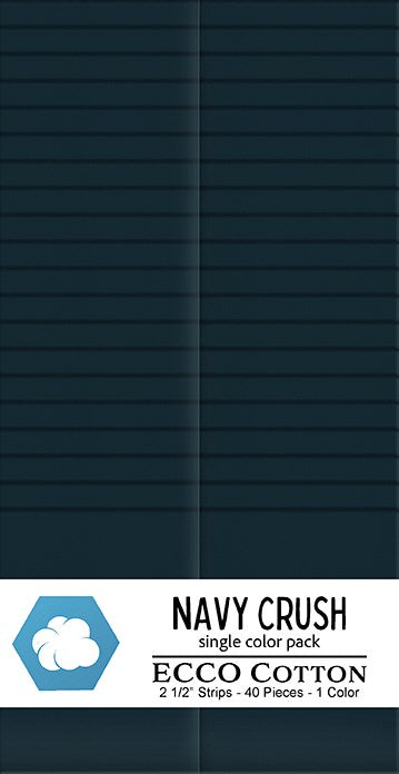 Navy Crush-SP / 2.5" Strips || Ecco Cotton || White Owl Textiles