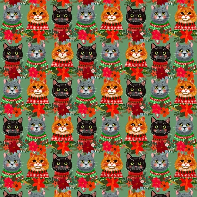 Christmas Cats - sage || Christmas Pets || Mia Charro