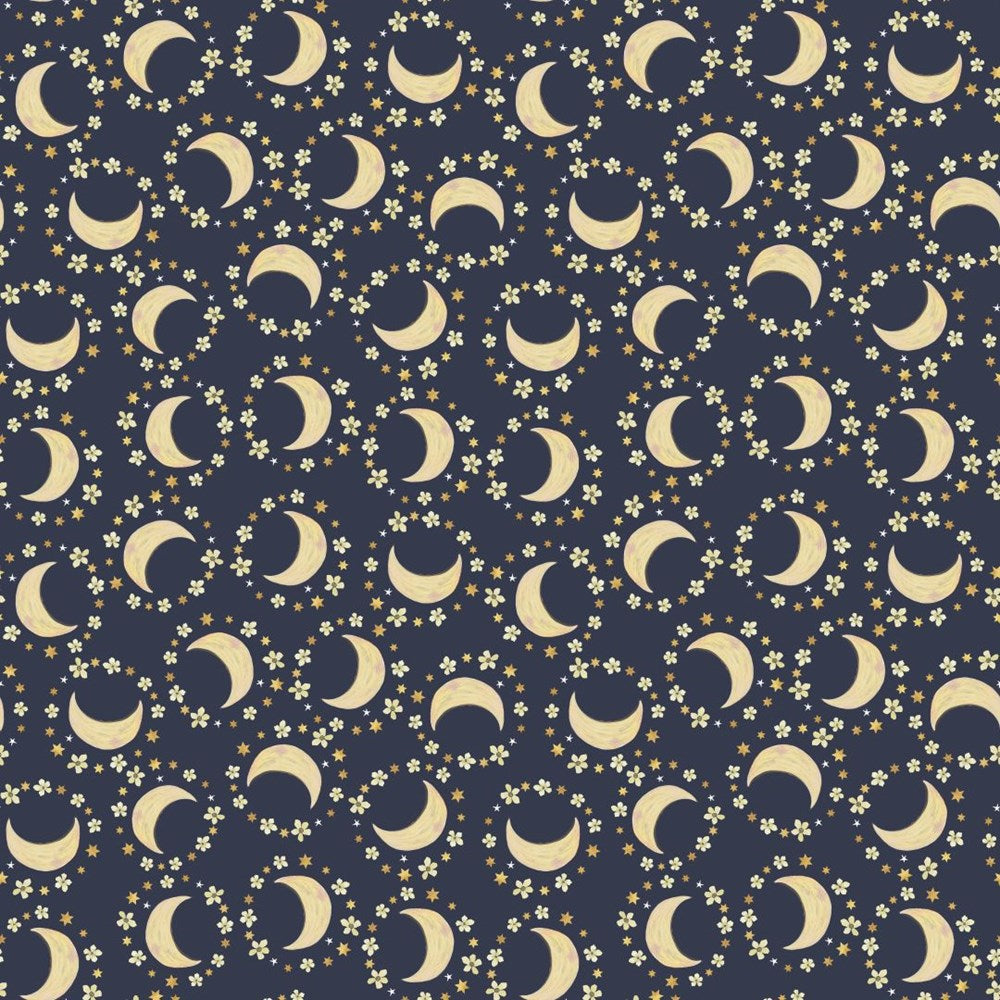 Floral Moons - Navy || Cute Forest || Mia Charro