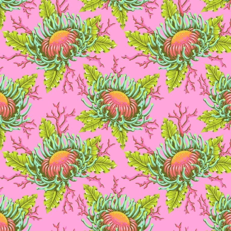 Friends &amp; Anemones - Coralline || Floral Reef || Tula Pink