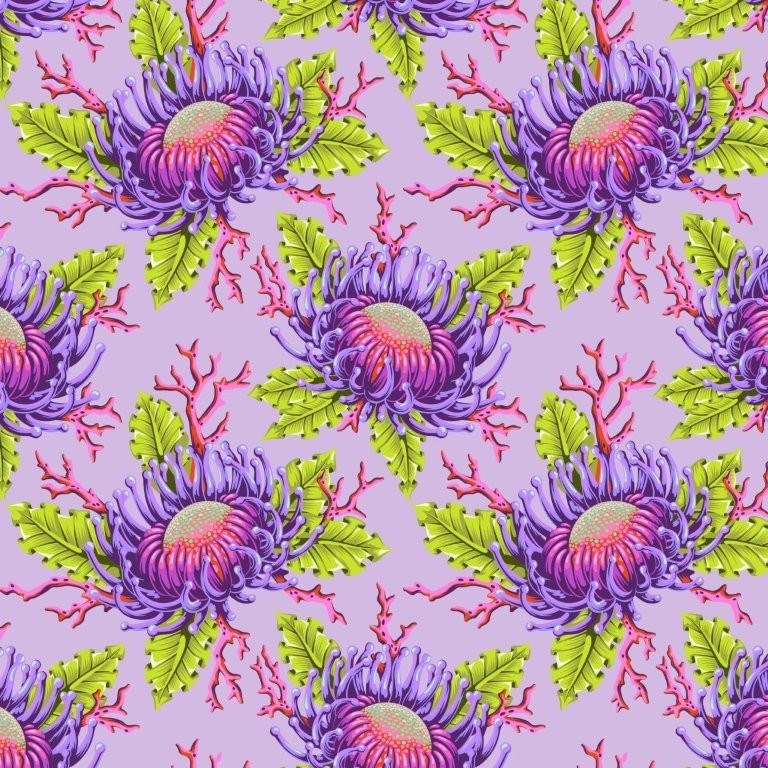 Friends &amp; Anemones - Ultraviolet || Floral Reef || Tula Pink