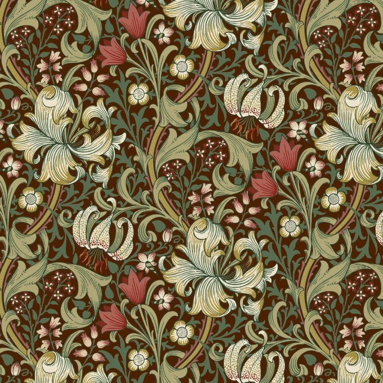Golden Lily - Ruby || Suffolk Holiday Collection || Morris & Co.