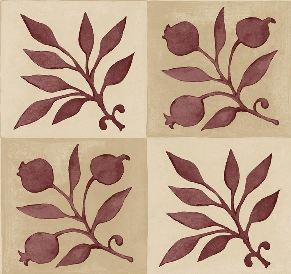 Rosehip Check - Linen Wine || May Morris || Morris & Co.