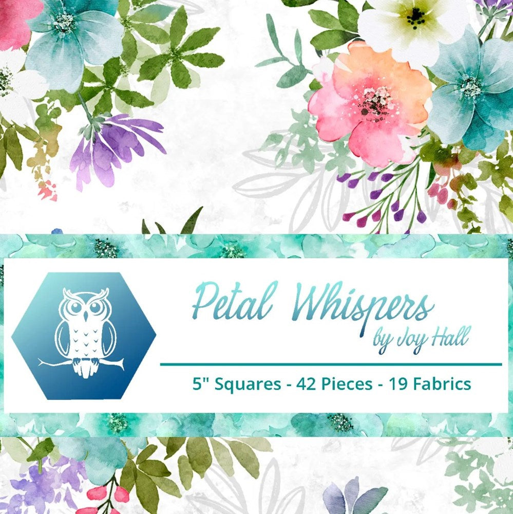 Petal Whispers-05 / 5" Squares || Petal Whispers || White Owl Textiles
