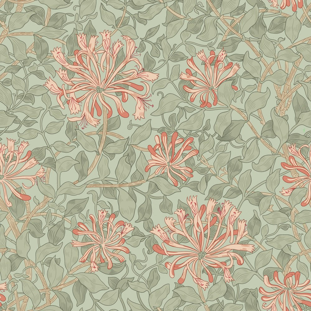 Honeysuckle - Coral || May Morris 108 || Morris & Co.