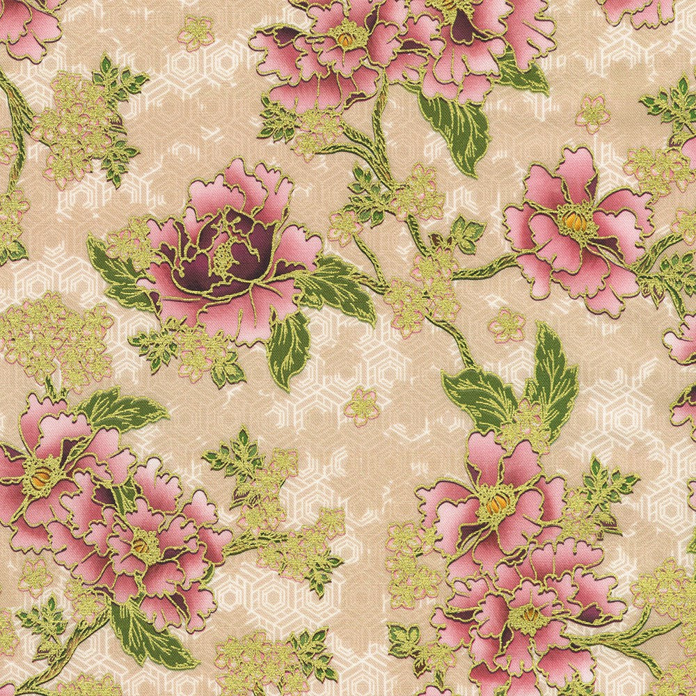 SRKDM-23503-416 || FLOWERS PEARL PINK || IMPERIAL COLLECTION - GRACEFUL CRANES || Robert Kaufman
