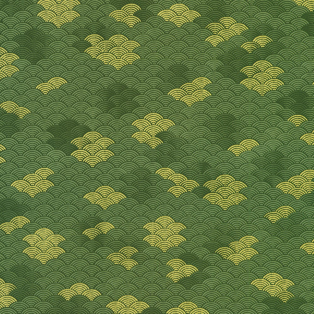 SRKDM-23513-45 || WAVES MOSS || IMPERIAL COLLECTION - GRACEFUL CRANES || Robert Kaufman