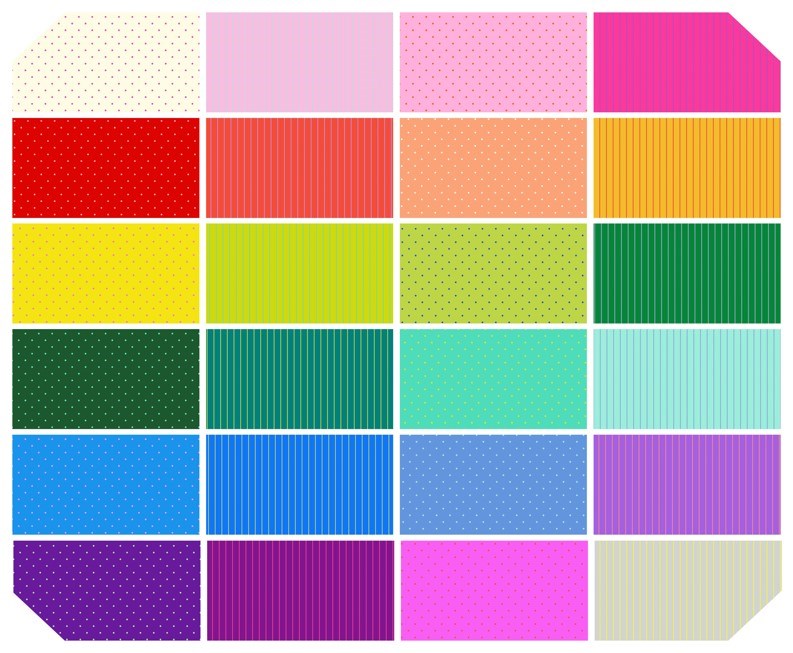 Tiny dots & Stripes - 5" Charm Pack - 42pcs || Tiny dots & Stripes || Tula Pink