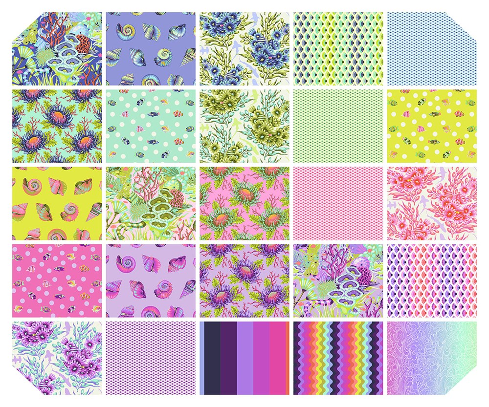 Floral Reef - 10in Charm Pack - 42pcs || Floral Reef 10&quot; Charm Pack || Tula Pink