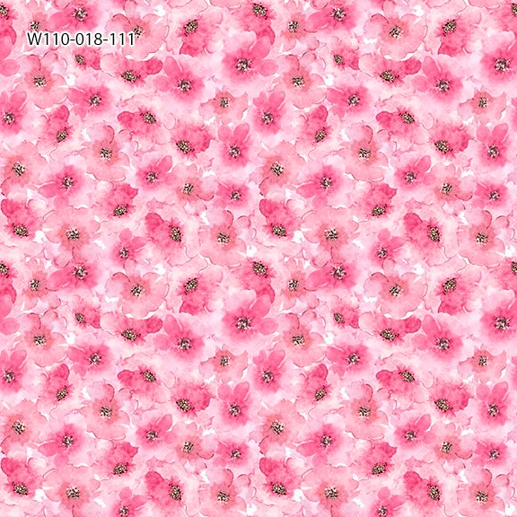 W110-018-111 / Tonal Floral & Pink || Petal Whispers || White Owl Textiles
