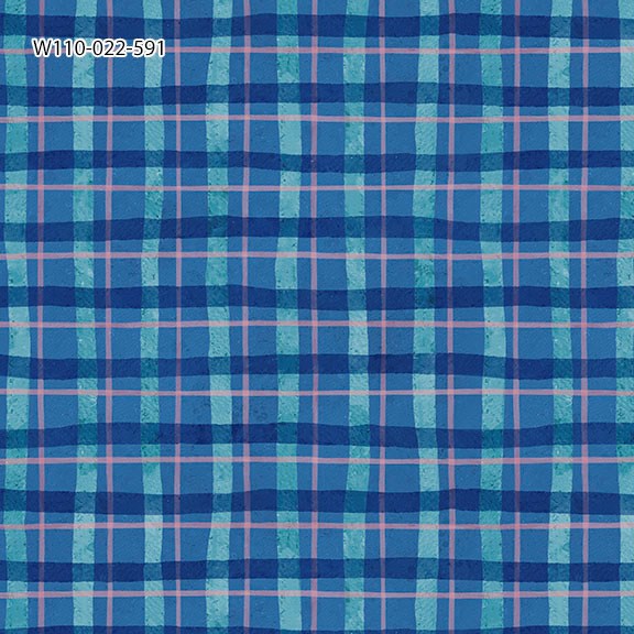 W110-022-591 / Plaid & Blue || Petal Whispers || White Owl Textiles