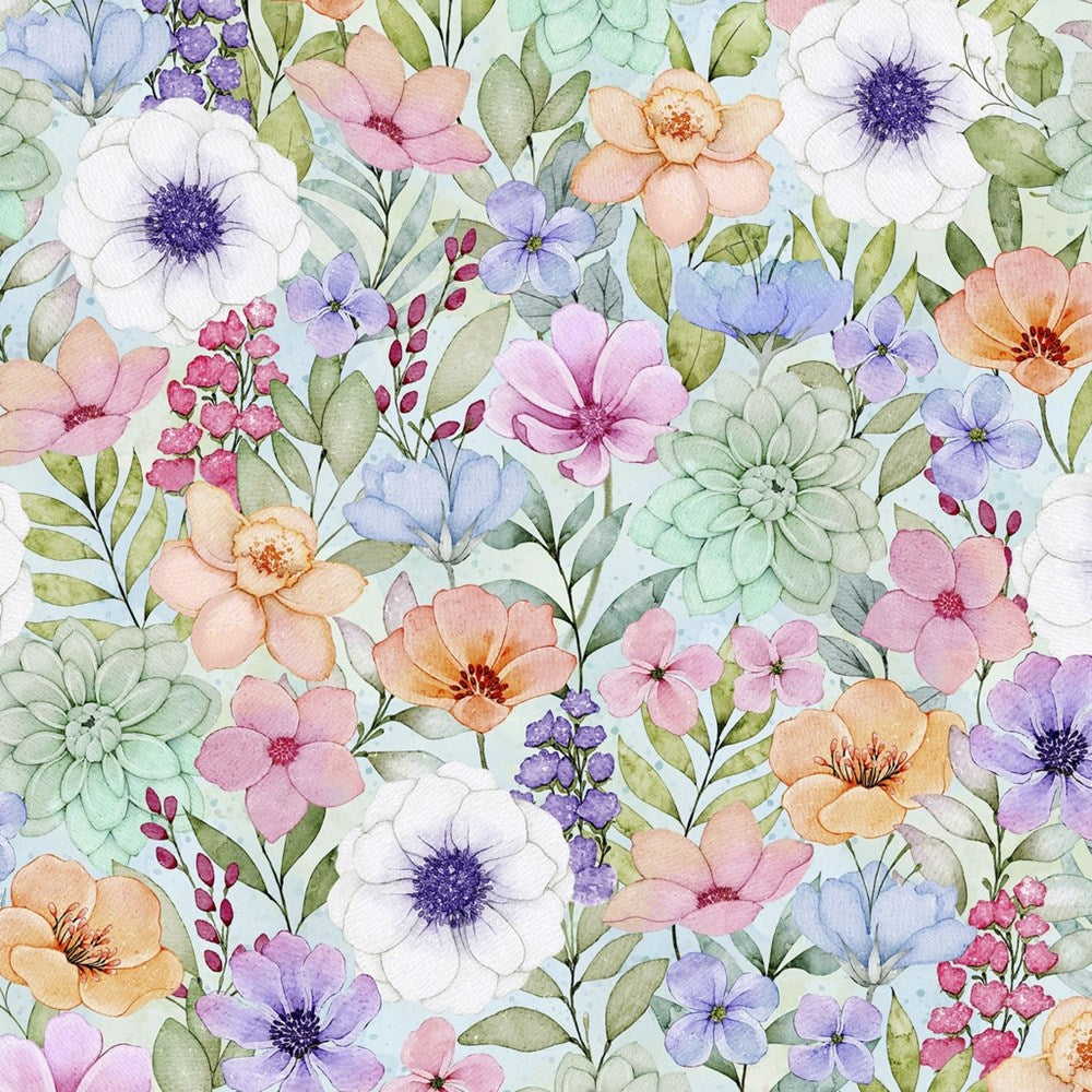 W110-025-768 / Packed Floral - Multi || Rainbow in the Vale || White Owl Textiles