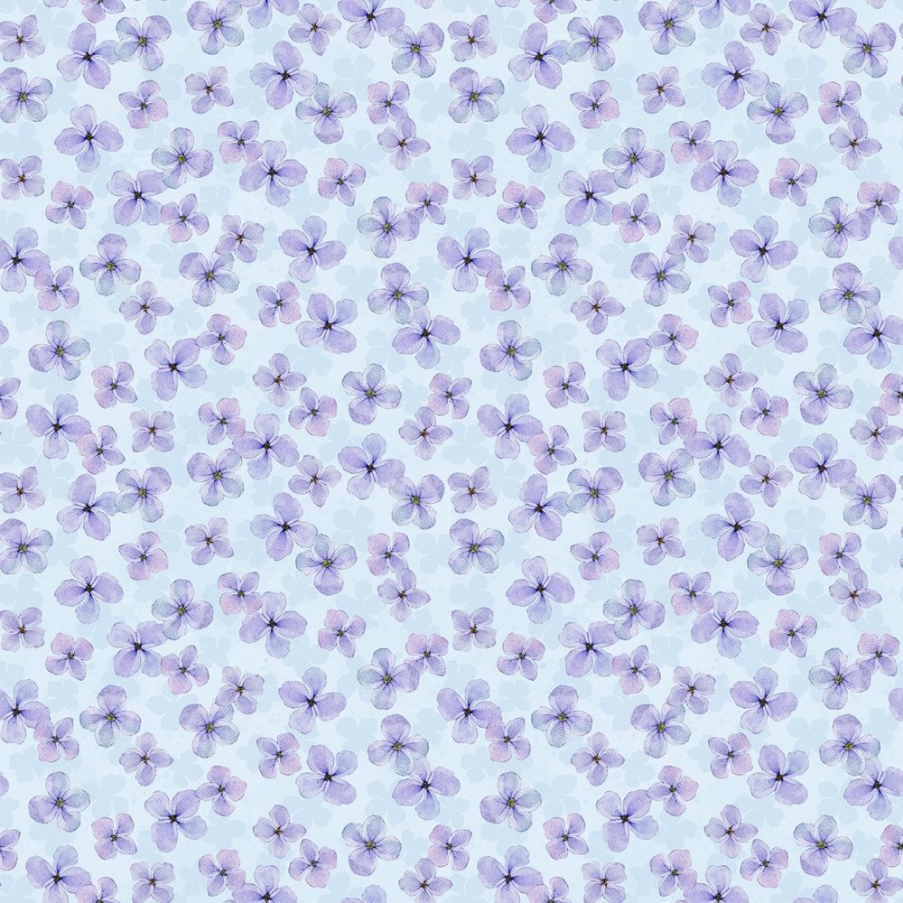 W110-029-766 / Small Floral - Blue || Rainbow in the Vale || White Owl Textiles