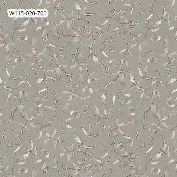 W115-020-700 / Vines & Gray || Botanical Sketchbook || White Owl Textiles