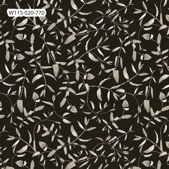 W115-020-770 / Vines & Black || Botanical Sketchbook || White Owl Textiles