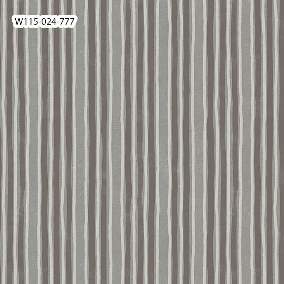 W115-024-777 / Stripes & Gray || Botanical Sketchbook || White Owl Textiles