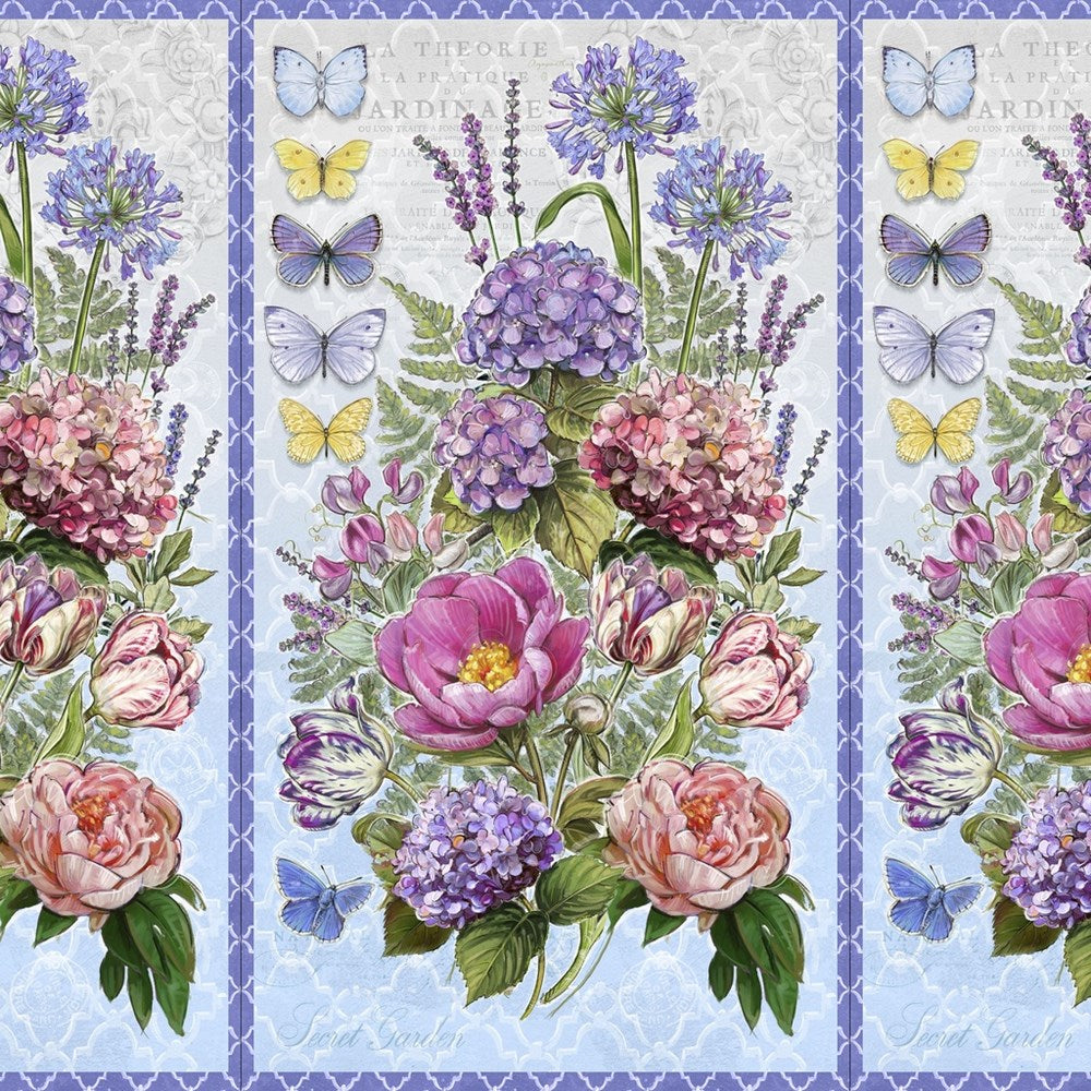 W115-026-765 / Meadowbrook Mist Large Panel - Multi || Meadowbrook Mist || White Owl Textiles