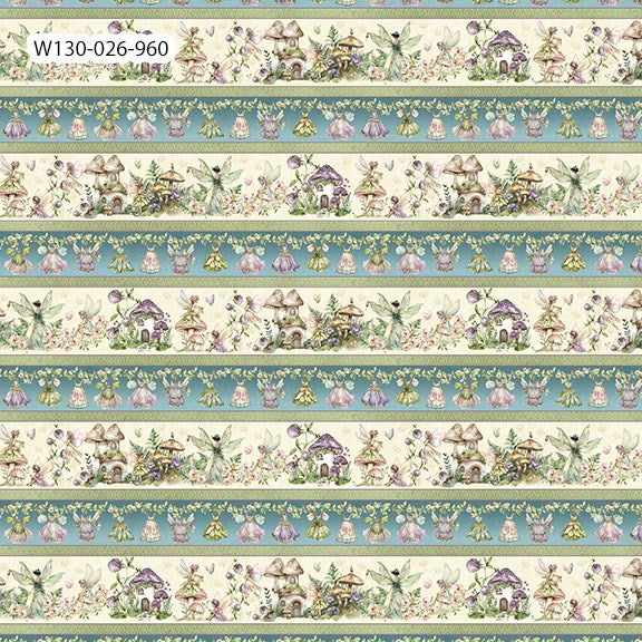 W130-026-960 / Repeating Stripe Multi || Fairy Boutique || White Owl Textiles